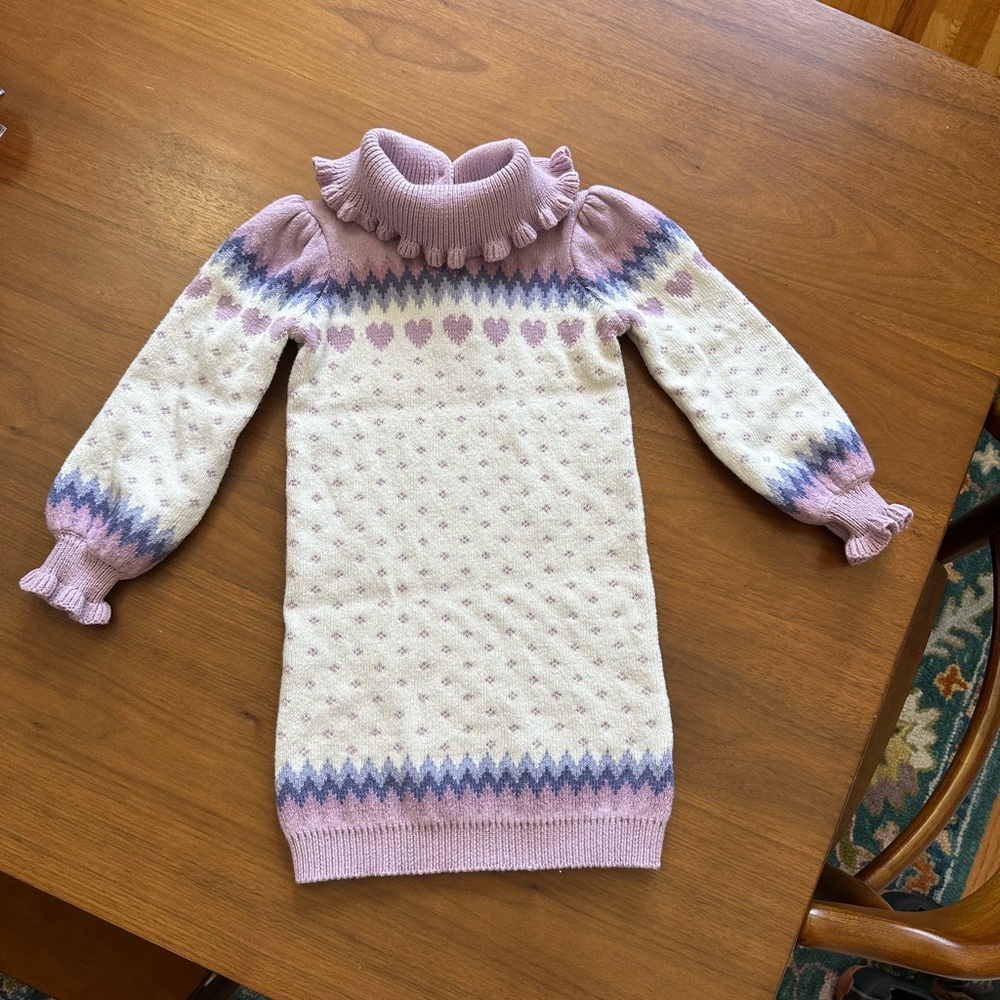 Janie and Jack Fair Isle Heart Sweater Dress